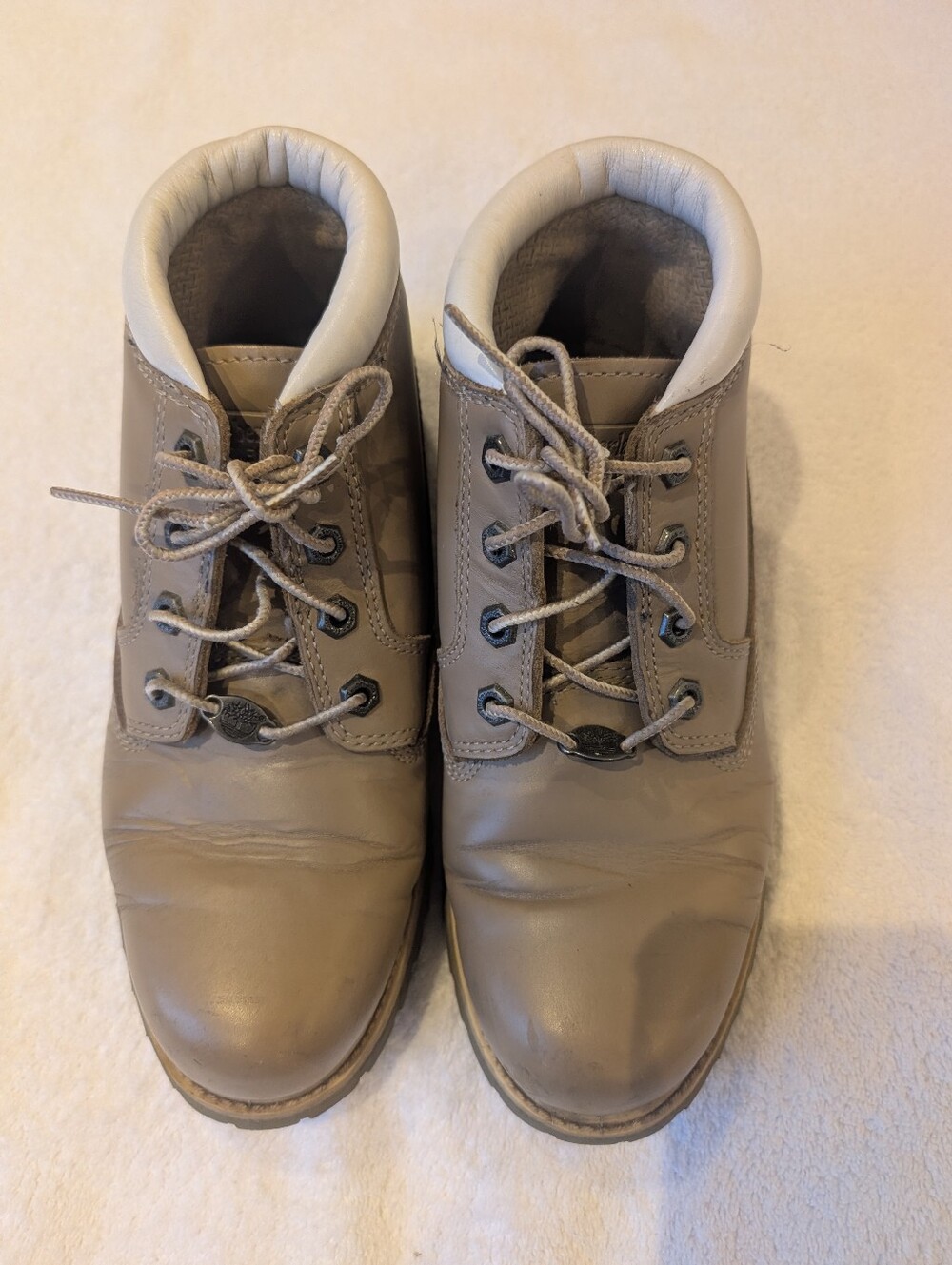 Timberland Waterproof Leather Ankle Boots Beige Tan Women's Size 8M 27340 7740